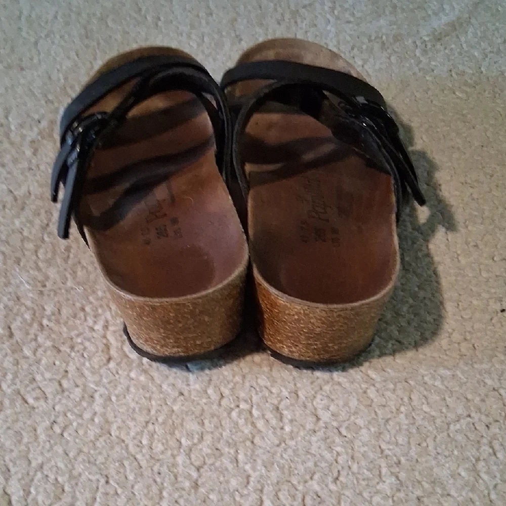 Papillio By Birkenstock Dark Black & Brown Buckle Sandals